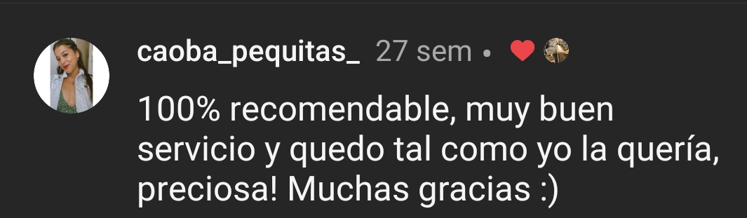Testimonio de cliente en Instagram