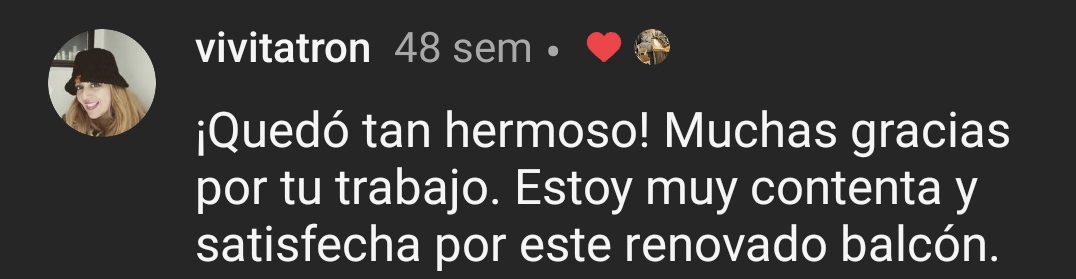 Testimonio de cliente en Instagram