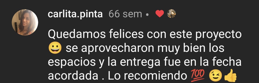 Testimonio de cliente en Instagram